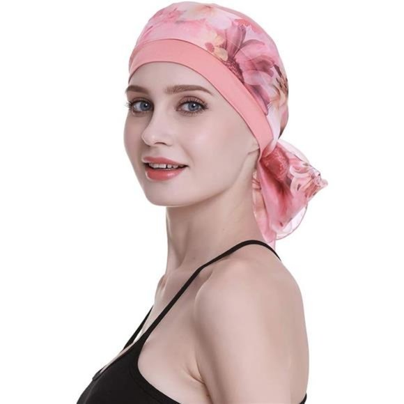 Elegant Chemo Cap with Silky Scarfs for Cancer Women Hair Loss Sleep Beanie - Picture 4 of 7